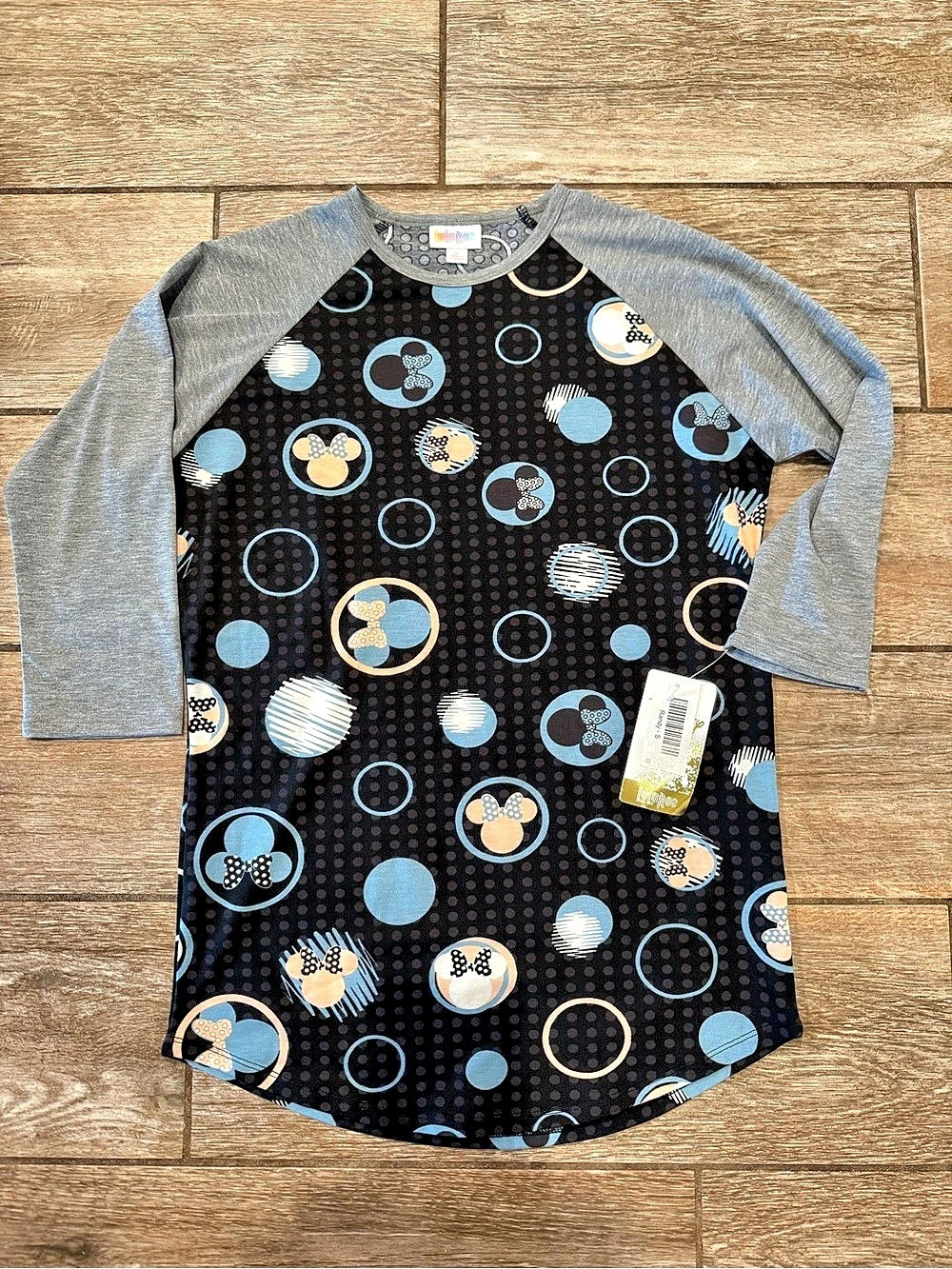 Lularoe Randy Disney Long Sleeve Top in Black & Gray Size Ladies Small NWT